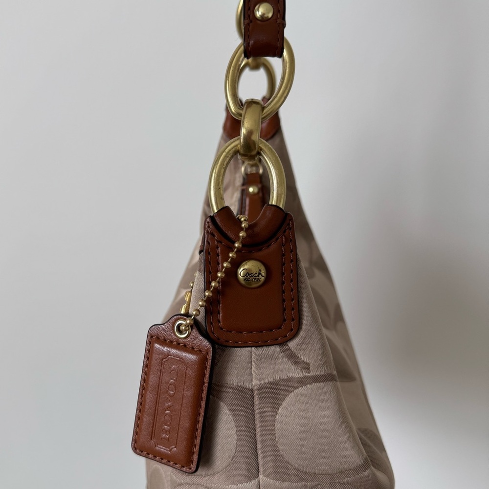 COACH Beige Signature Canvas and Leather Kristin Hobo Purse - Picture 2 of 13